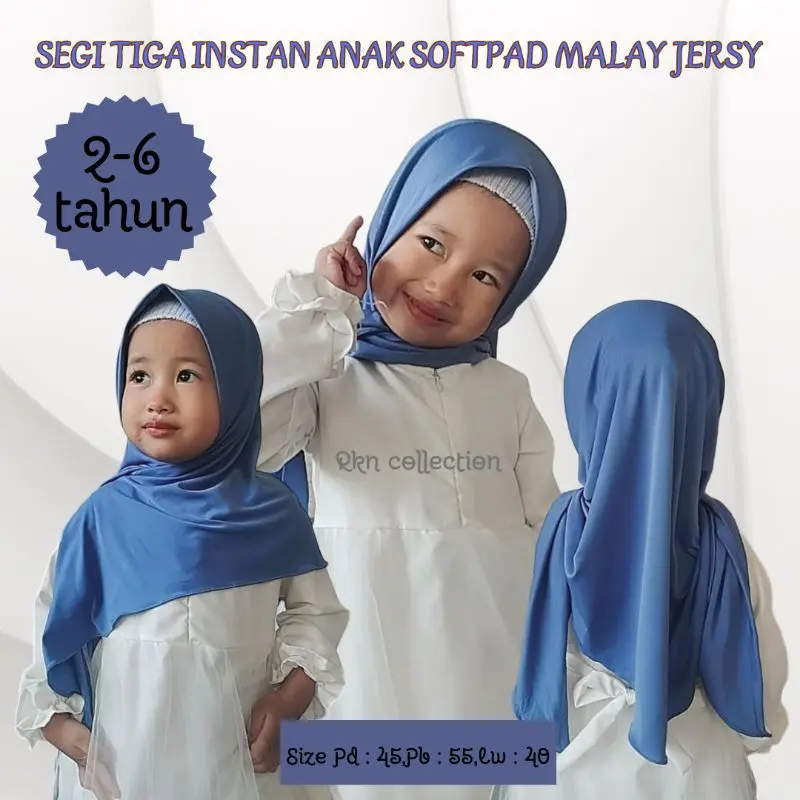 SEGI TIGA INSTAN ANAK SOFTPAD MALAY / HIJAB SEGI TIGA ANAK JERSY Segitiga
