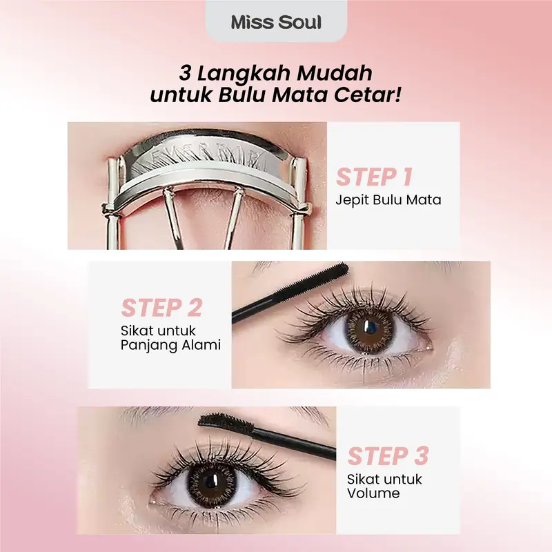 ［COD&NEW］Maskara Miss Soul Double-Headed Tahan Air dengan Efek Riasan Tebal dan Panjang - Mascara, Kering Waterproof Lasting Hitam besi maskara 1