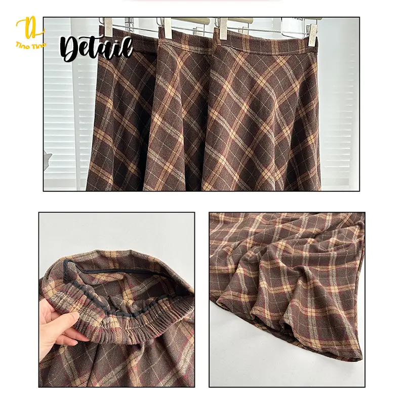 TINO TINO Rok Wanita Highwaist Flare Plaid Skirt Korean Style H1287 Rok Wanita Import Women Skirt Flanel Casual Kain Nyaman 3
