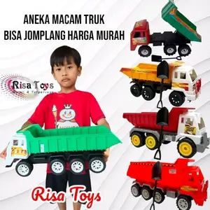 Mainan anak aneka macam Dump Truk bisa jomplang harga murah, berkualitas, mainan anak truk viral,  Roda 6, bahan  Plastik Tebal