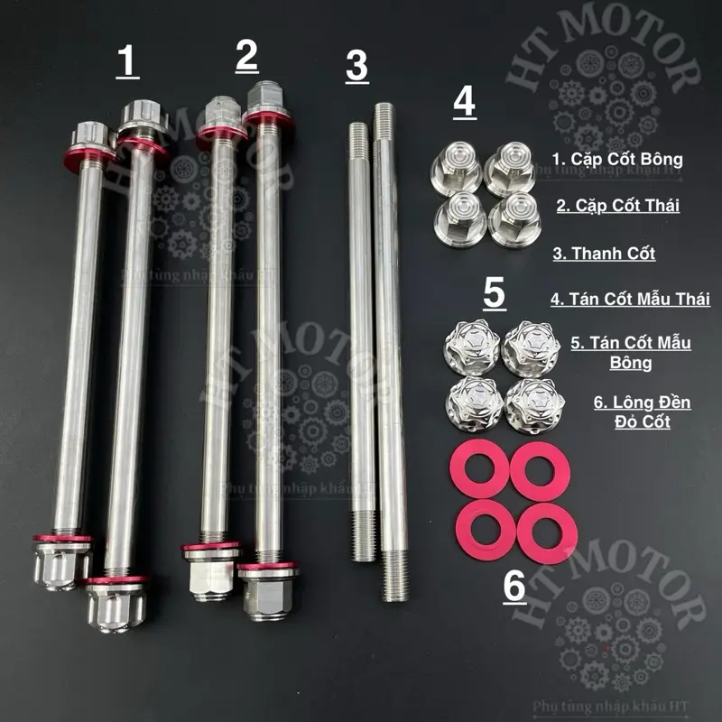TRỤC BÁNH XE ,CỐT SALAYA INOX 304 TẶNG KÈM LÔNG ĐỀN Phụ Tùng Phụ Kiện