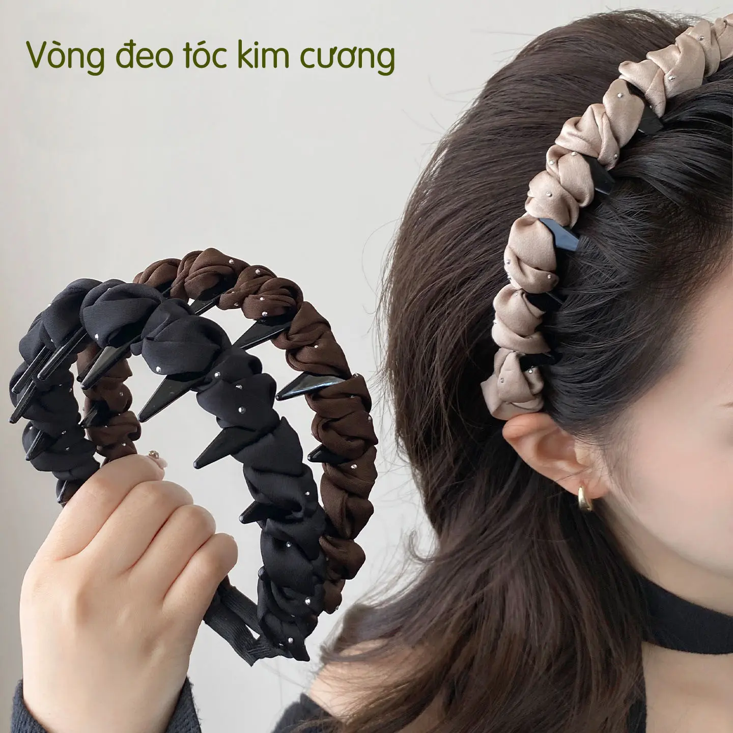Băng Đô, Phong Cách Hàn Quốc, Có Kim Cương, Phụ Kiện Tóc Mới Hợp Xu hướng Thiết Kế Răng Bọc, Lông Mịn, Băng Đô Đầu Trên, Dành Cho Nữ