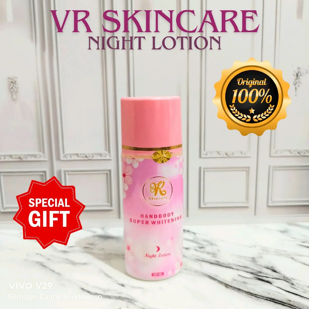 VR SKINCARE BODY LOTION NIGTH ORIGINAL 100% KEMASAN 100ML FREE GIFT