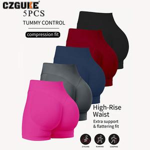 CZGUKE conjunto de 5 pzas para mujer: shorts deportivos sin costuras, ropa de ciclismo y jogging, ropa de gimnasio con efecto push-up y cintura alta, pantalones ajustados, ropa de yoga