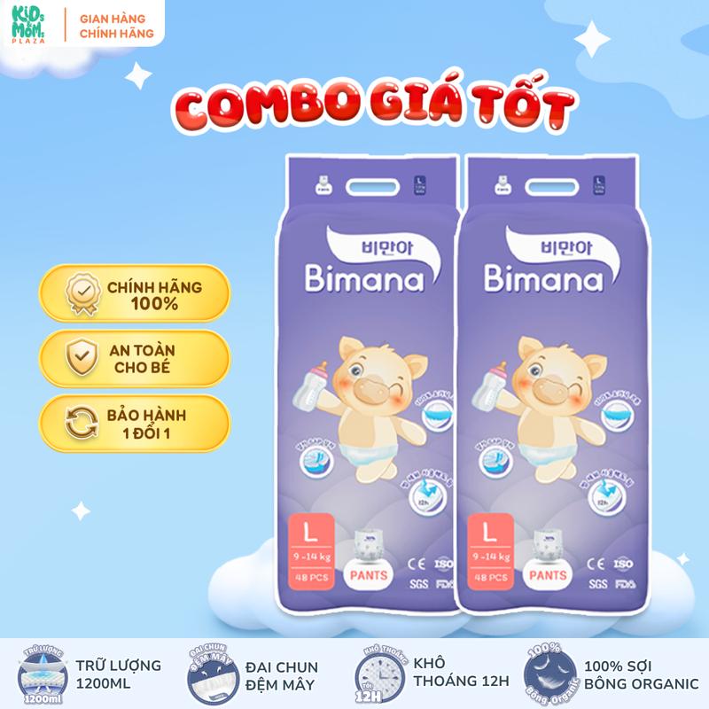 (2BM) COMBO 2 BỊCH Tã/bỉm quần/dán Bimana Hàn Quốc thấm hút tốt, mỏng thoáng, đóng đêm có đủ size cho bé