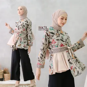BRAWEE Blouse Batik Wanita Dewasa Motif Ayunda Katun Seragam Atasan  Baju  Kerja Panjang Kantor Cewek Casual