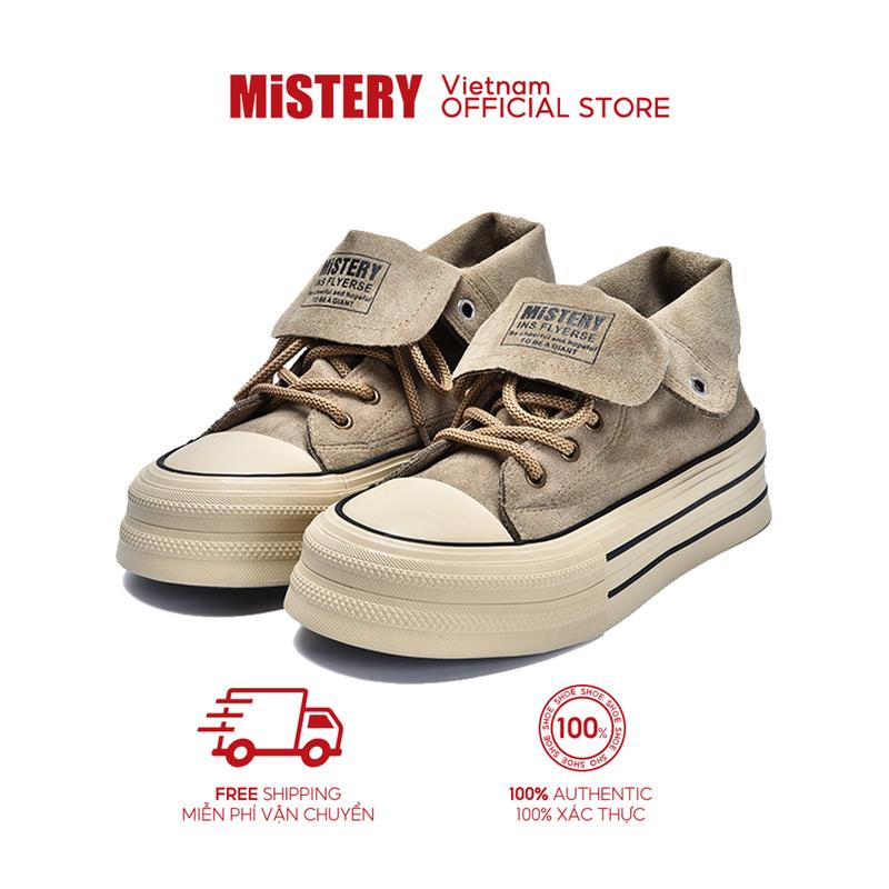  MiSTERY Giày Vải đi Học Cao Cổ Nữ Phong Cách Hàn Quốc Thời 3.5cm Tăng Chiều Cao MIS-1328 