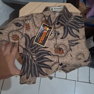 RUZZA Batik Kemeja Anak Laki Warna Coklat Latte Biru Denim Hitam Navy
