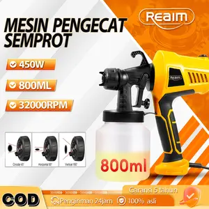 REAIM Cat Semprot Listrik Spraygun Cat Semprot 800ML 450W Mesin Cat Semprot Listrik Alat Semprot Cat untuk Rumah Tangga