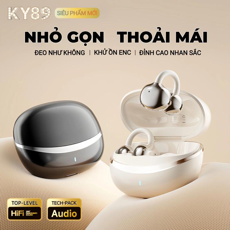  KY89 Tai Nghe Kẹp Tai Mới Nhất Thiết kế cầu C Công nghệ lắng nghe hở tai Tự động nhận dạng trái-phải Âm thanh nổi cấp HiFi Chống nước và chống bụi IPX4 Bluetooth 6.0 Kẹp tự do Không có cảm giác khi đeo 