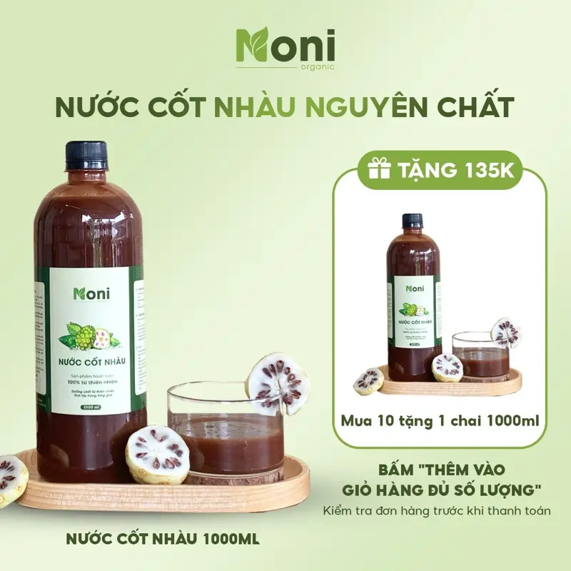 Nước Cốt Nhàu Ngâm Đường Phèn 100% Tự Nhiên, Không Chất Bảo Quản, Tốt Cho Sức Khoẻ, 10 Chai 1000ml Tặng 1000ml 8