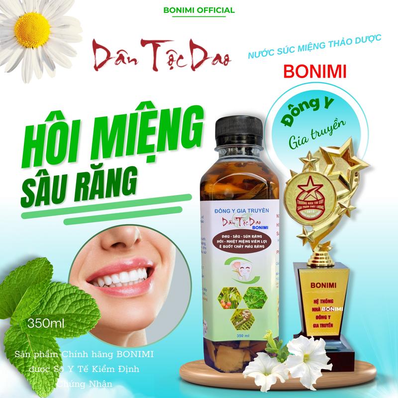 BONIMI - NƯỚC SÚC MIỆNG THẢO DƯỢC BONIMI. Đau răng Sâu răng Hôi Miệng Nhiệt Miệng chai 350ml