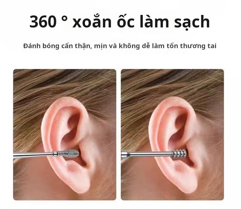 Product Introduction of Bộ Dụng Cụ LẤY Ráy Tai, Bộ 6 Món, Dụng Cụ Hữu Ích Cho Người Lớn, Thìa Dụng Cụ LẤY Ráy Tai Có Khóa Bằng Thép Không Gỉ 3