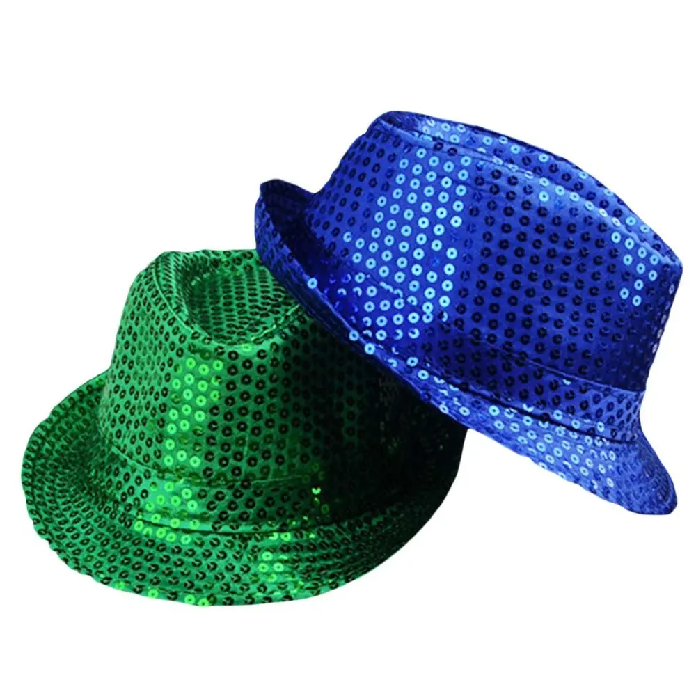 Topi Jazz, Berkilat, Labuci Tahan Lama, Topi Persembahan Tarian Penyamaran, Topi Panama Pentas Cosplay, Untuk Lelaki dan Wanita