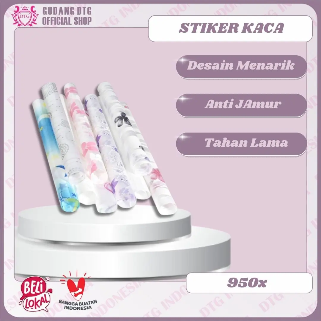 Stiker Kaca Gudang DTG Motif Bunga Bambu Kotak 45 CM x 1 Meter Glass Sticker Motif Buram