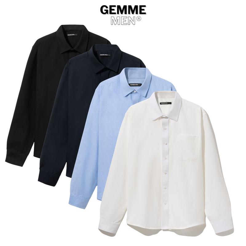 Áo sơ mi tay dài cotton Oxford big size GEMME MEN, trẻ trung, sang trọng, big size 55 - 150kg