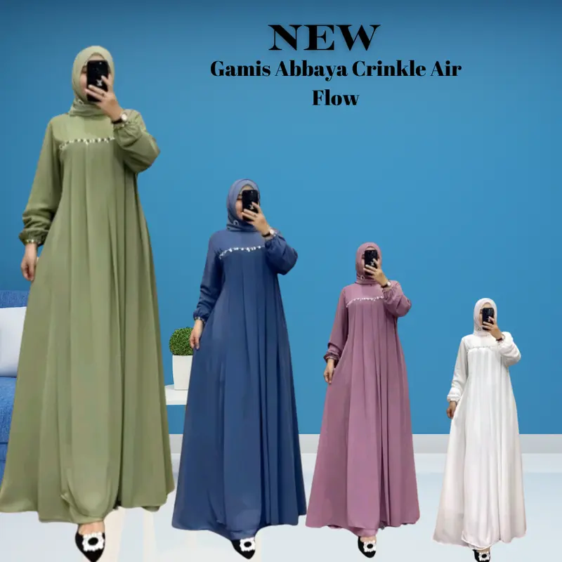 Gamis Payet Mutiara Crinkle Airflow Lebaran 2025 1