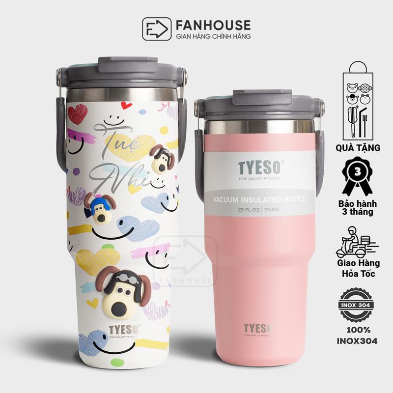 Ly giữ nhiệt Tyeso V2 chính hãng 4 dung tích 600-1200ml inox 304 Fan House khắc tên theo yêu cầu