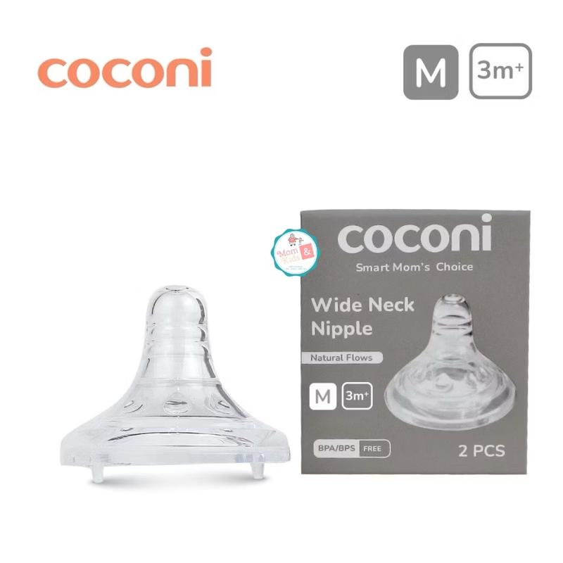 COCONI Wide Neck Baby Bottle Nipple Teat Replacement 2 Pcs | Dot Botol Susu Bayi Wide Neck 6