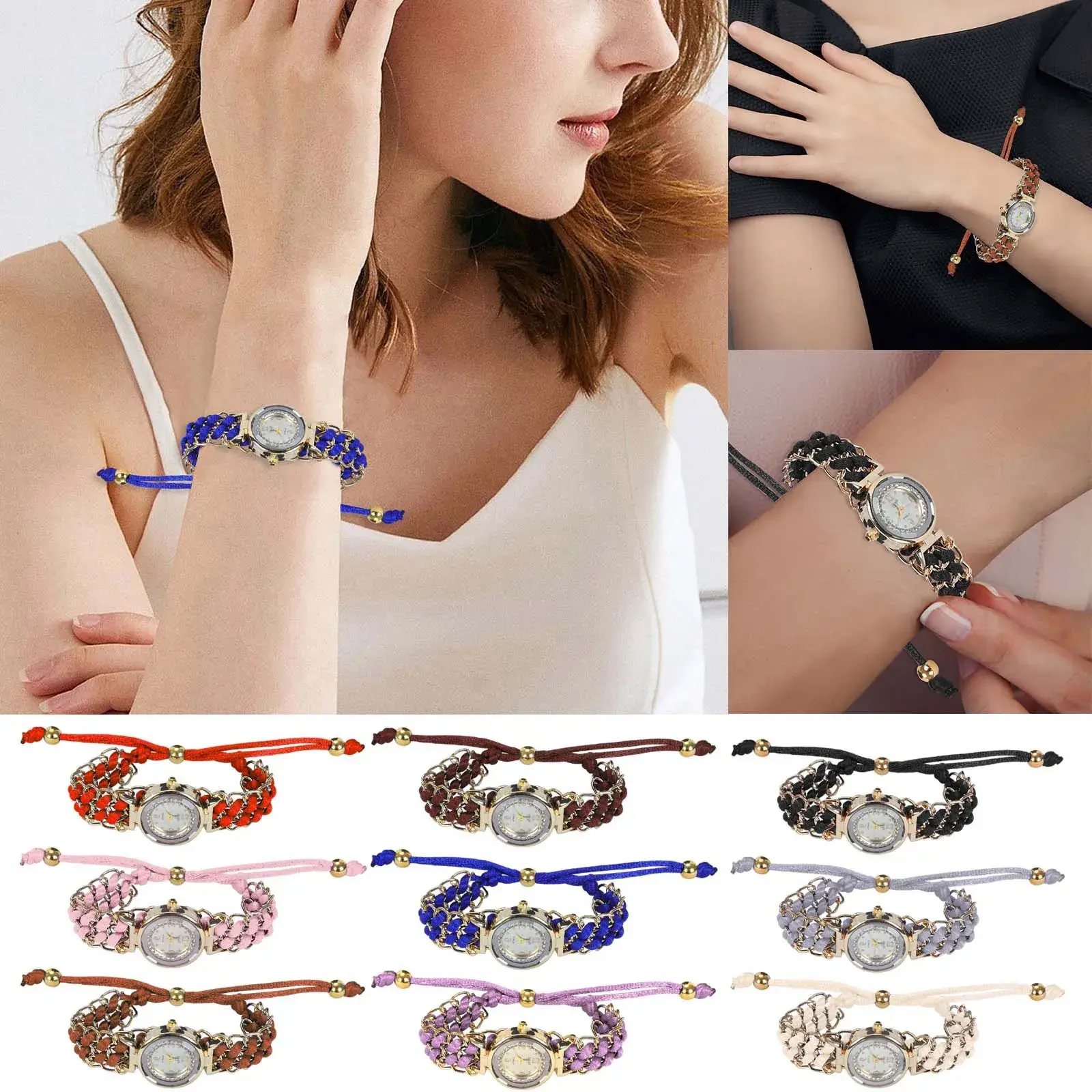 COD Hot Selling Women Watches Knitting Rope Chain Winding Analog Quartz Movement Wrist Watch Quartz Wristwatch