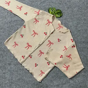 Cardigan Motif Kardigan Waffle Wanita Crop Baju Kancing