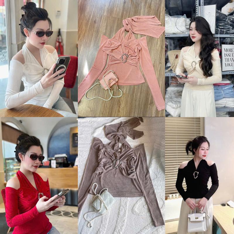 MS176: ÁO THUN NHŨ TRỄ VAI CỔ YẾM TAY DÀI. CÓ BIGSIZE