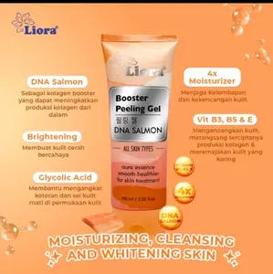 Liora Pelling Gel DNA Salmon 100 ml Peeling Gel untuk Semua Jenis Kulit dengan 4x Moisturizer dan Vit B3 B5 E