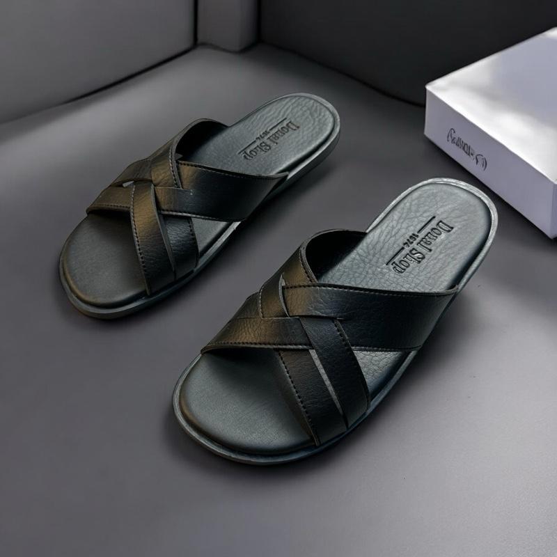 Dép Da Nam Quai Chéo DONATED Phong Cách Nam Tính Trẻ Trung ,Đơn Giản Gọn Nhẹ Nam Tính Phù Hợp Với Mọi Outfit Xịn 2