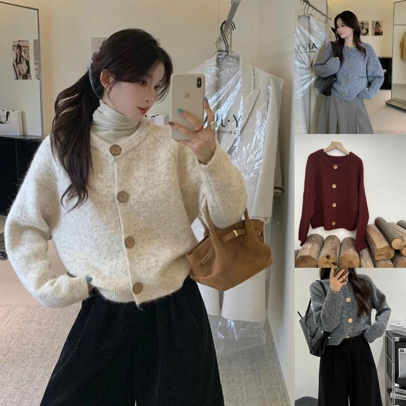 Bigsize 55-100kg Áo len cardigan nữ basic len lông dài xinh xắn 239