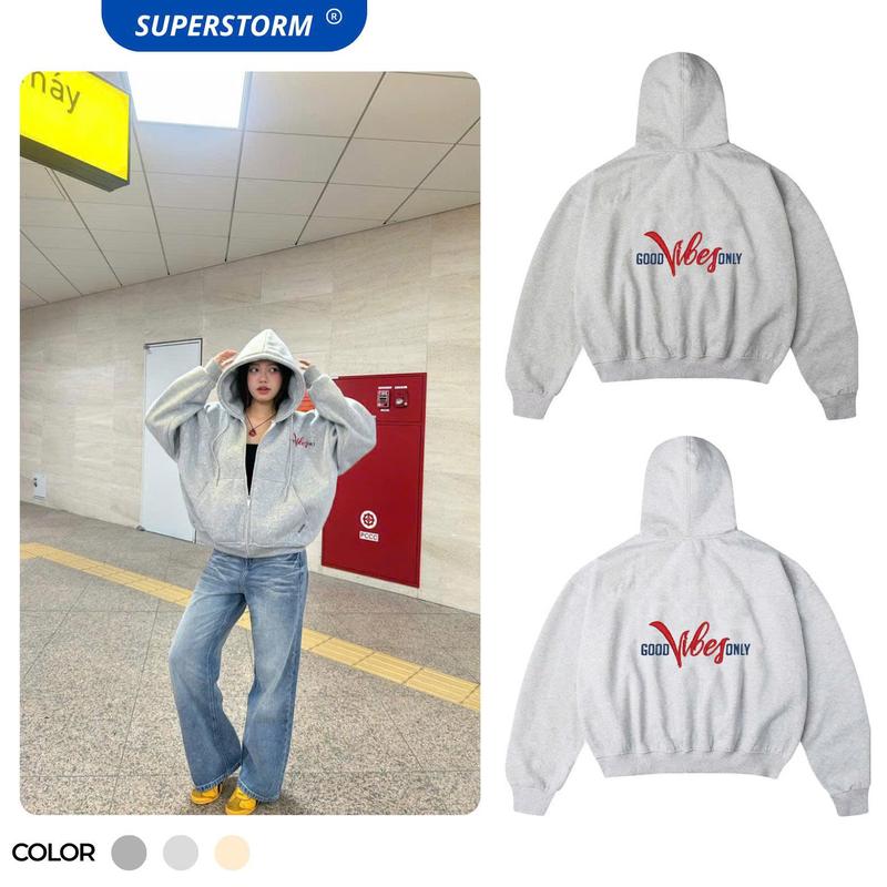 Áo Khoác Hoodie Zip Form Boxy Phù Hợp Nam Nữ Chất Nỉ Bông Cao Cấp