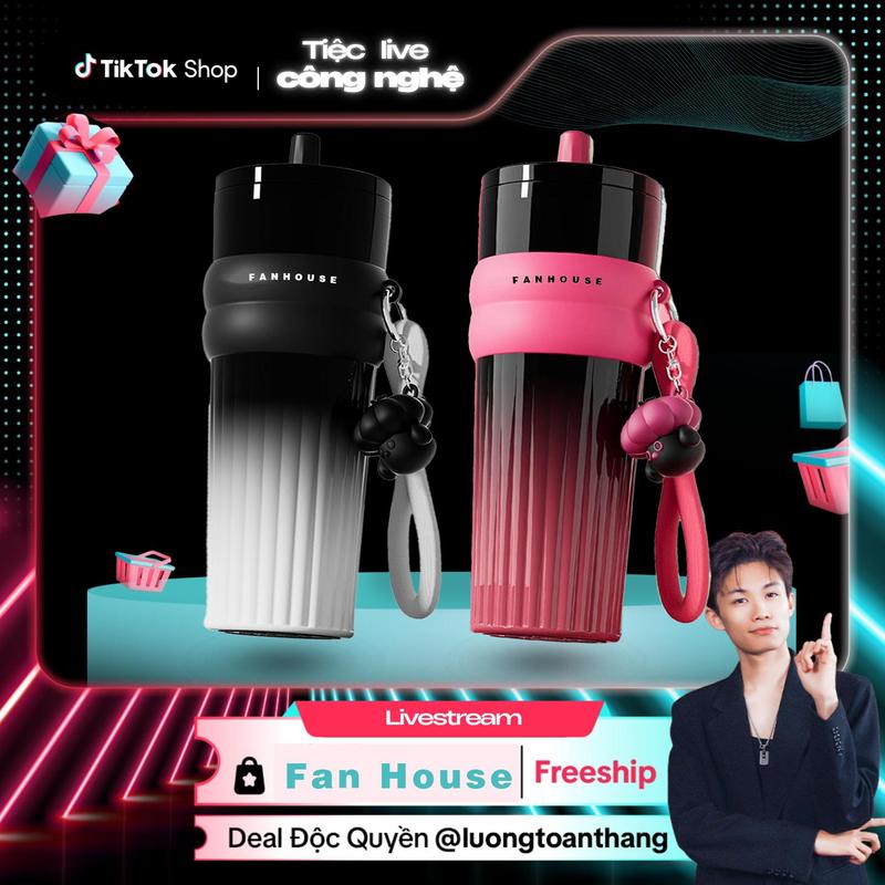 Fan House x LUONGTOANTHANG Ly giữ nhiệt Candy Ceramic 710ml inox 316 phủ sứ ống hút linh động Fan House khắc tên theo yêu cầu