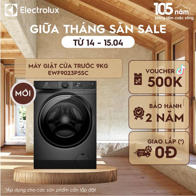 [MỚI] Máy giặt cửa ngang Electrolux 9kg UltimateCare 500 EWF9023P5SC Inverter Làm Sạch - Free Giao lắp