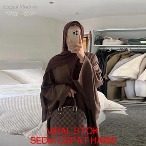 Abaya Batwing Sleeve Ironless Ready Stock  4 Colors Casual Daily Wear Baju Kurung Sulam Tangan Butang Kebaya Lace Material Jubah Lengan Panjang Cotton Lembut Pahang Stripes Modern Premium Jaquard Digital Crip