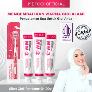 [PROMO FREE SIKAT GIGI] METOO MW3 *3 BPOM-Gigi Cerah/ Gusi Sehat/ Nafas Segar/ Bebas Karang Gigi/ Membersihkan Noda Gigi/ Pasta Gigi Probiotik METOO MW3 Advance whitening Toothpaste