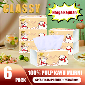 【CLASSY】6 pcs Tisu wajah 300 helai 3ply Tisu murah gratis ongkir halus lembut aman untuk kulit bayi-Kelinci