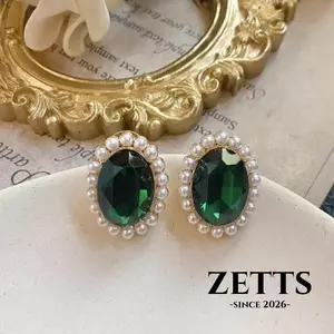 [Zetts] Set Kalung Anting Zamrud Rantai Leher Wanita A208
