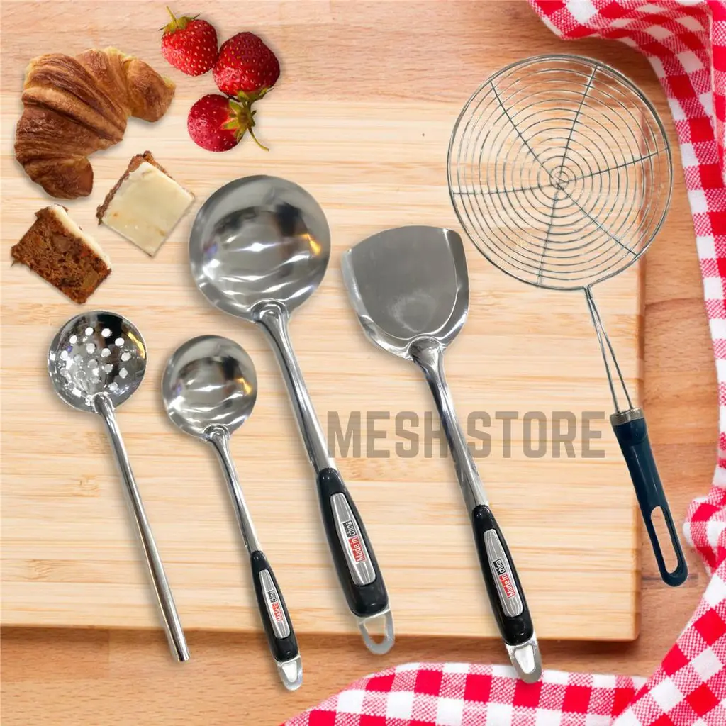 Spatula Set Stainless Isi 5 Pcs - Kitchen Tools Peralatan Untuk Masak