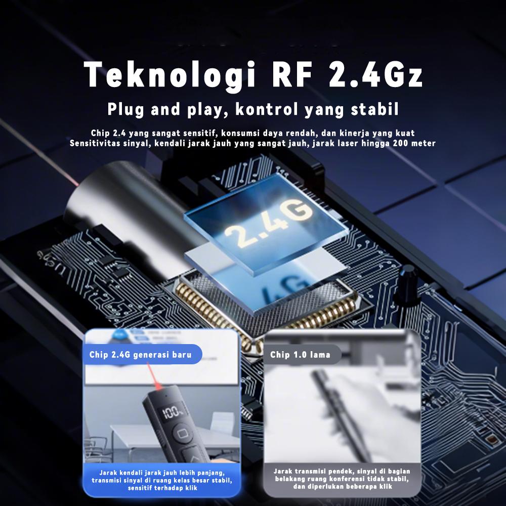 NEXID Laser Pointer Presenter Wireless USB Pen Laser Hijau Presentasi PPT Jarak 200 M