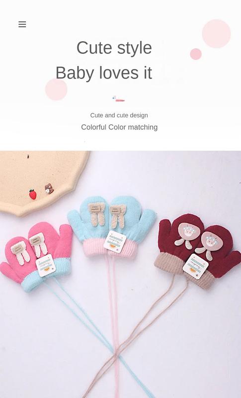 Product Introduction of 1-4 Years baby Winter Hand Gloves Thick Warmer Knitted Mittens Thicken Mittens for Kids Cute Cartoon Gloves Boys Girls 12