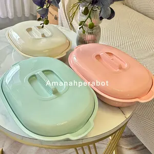 3pcs Wadah Sayur + Tutup Basi Oval Jumbo Marjan Tebal Baskom Sayur + Tutup Aestetic Set Dapur