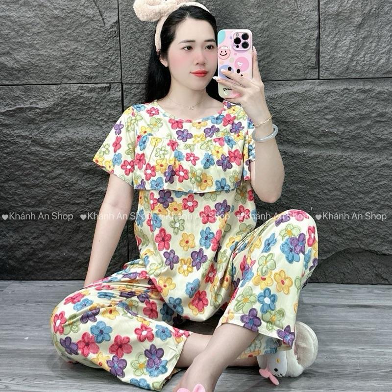 {S.ALE }KA88 Đồ bộ Tole Lanh Nữ Áo Có Tay Rèm Quần 9 Tấc