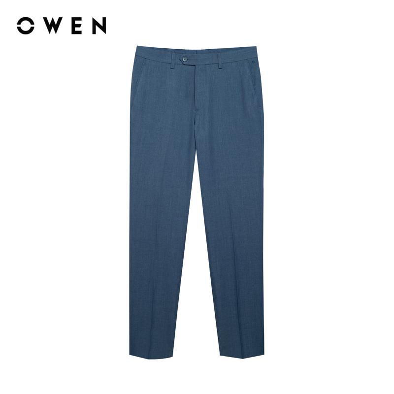  OWEN - Quần tây nam Slim Fit QS252441  màu Xanh chất liệu Nano hoạ tiết Menswear 