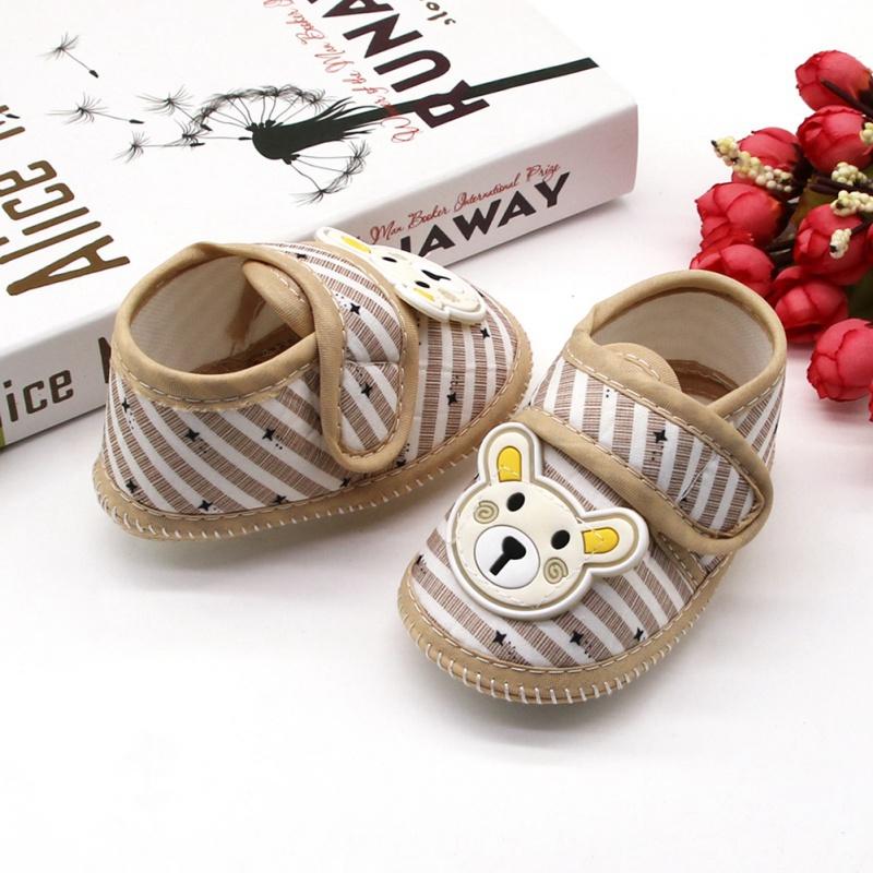 Product Introduction of Baby Cartoon Cotton Shoes Bear Pattern Stripes Casual Sneakers Newborn Soft Sole Toddler Shoes 0-18M 15