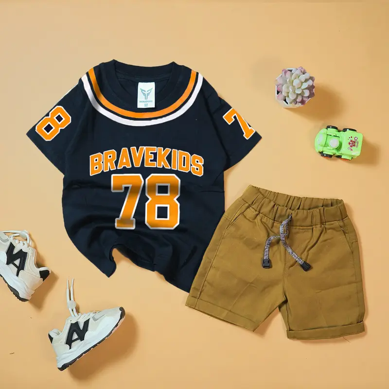 BRAVEKIDS SETELAN T - SHIRT KAOS BASEBALL DAN CELANA ANAK COTTON COMBED 24S 1