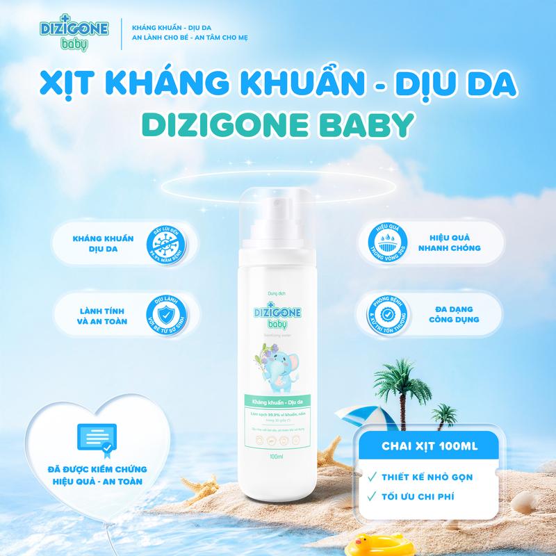 Xịt kháng khuẩn DIZIGONE Baby 100ml - Vệ sinh tay chân, cơ thể, đồ chơi, đồ dùng; phòng bệnh và bảo vệ bé yêu