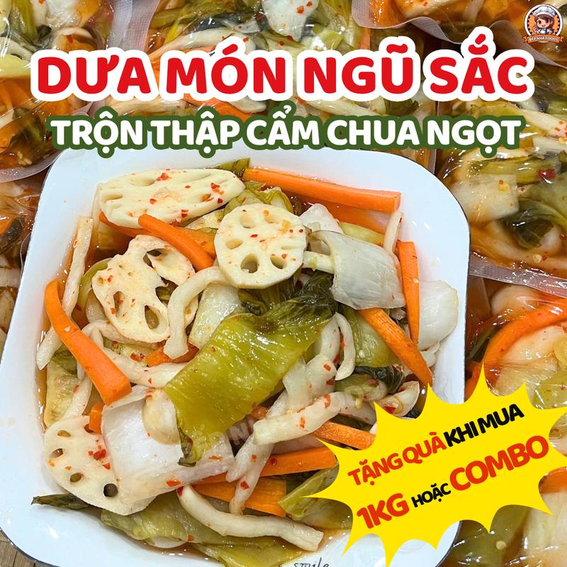   LIVE  Dưa Món Ngũ Sắc Chua Ngọt Trộn Thập Cẩm 500g Gồm Củ Sen Cà Rốt Củ Cải Trắng Rau Cải Chua Thảo và Cà Pháo Ăn Chay Hương Vị Đặc Biệt - Bếp Nhà Foods 