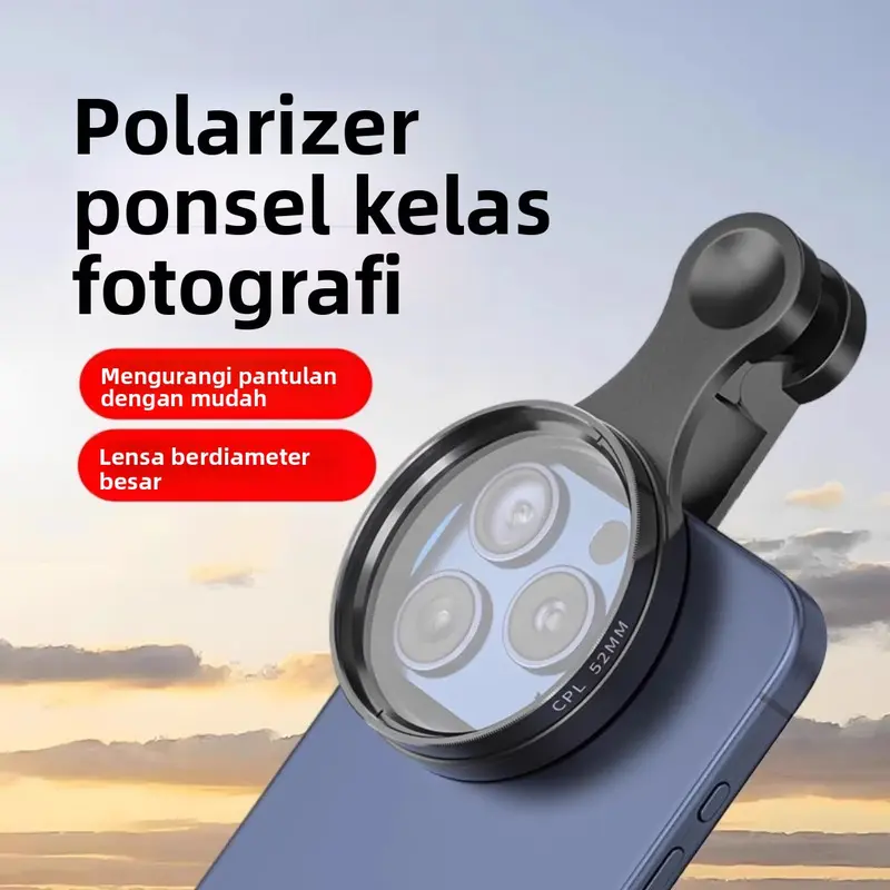 Polarisasi ponsel khusus filter fotografi untuk mengambil foto HD profesional cpl polarisasi universal 52mm bantuan fotografi