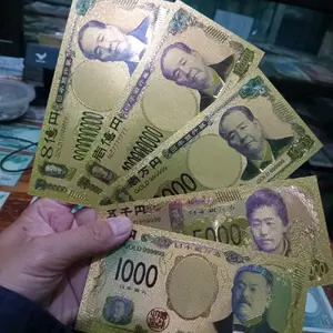 Replika Souvenir Uang Set Gold Foil Japan 5 Lembar Skala 1:1 Baru Cocok Untuk Koleksi Dan Souvenir Hadiah