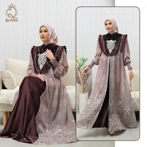 Qisti Series 13 Dress set hijab Gaun Gamis Wanita Elegan Bobydool Printing Mutif Terbaru Pakaian Mewah Nyaman dengan Desain Unik dan Menarik Baju Gamis Wanita Abaya Busana Muslim Tebal Motif Syari