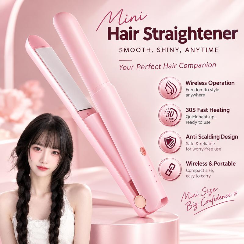 Máy uốn thẳng hai trong một mới, không dây, có thể dùng để uốn và duỗi, phiên bản sạc, phù hợp cho ký túc xá, tạo mái chéo nhỏ, dễ mang theo.